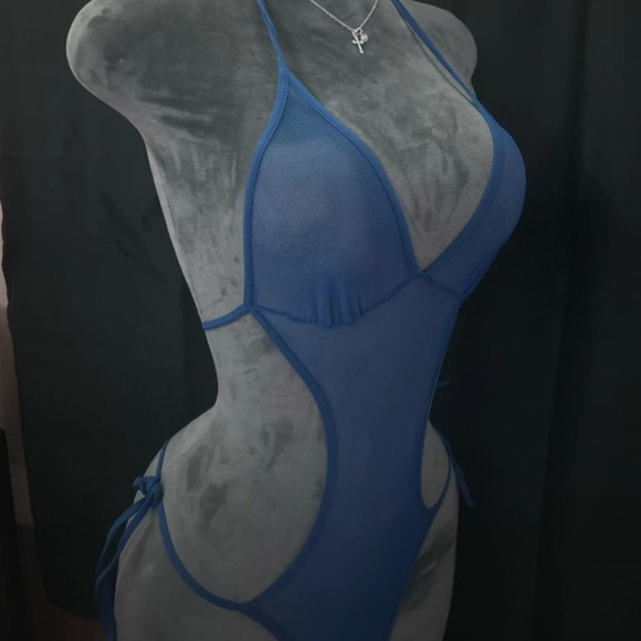 blue mesh bodysuit - Picture 3 of 4